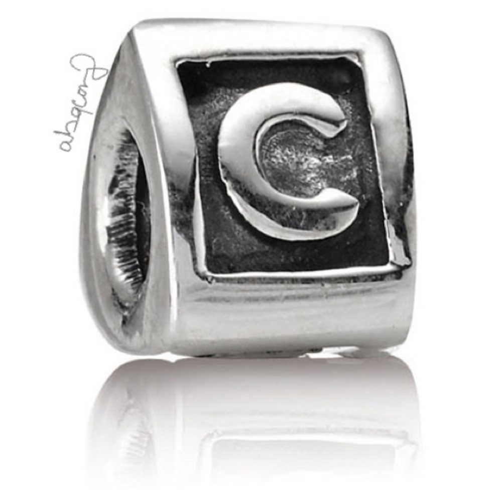 EUC Pandora 790323C Sterling Silver Letter C Alphabet Bead Charm